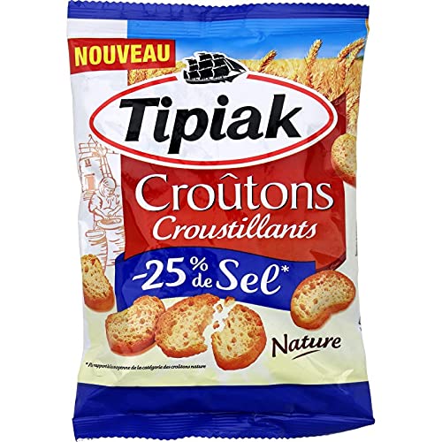 TIPIAK - Croutons Natures 25% Sel 80G - Lot De 4 - Offre Special