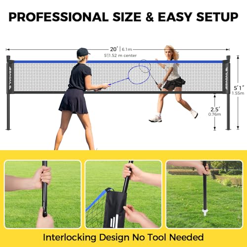 image for BAGAIL Outdoor Badminton Net Set with Anti-Sag Winch System - Official