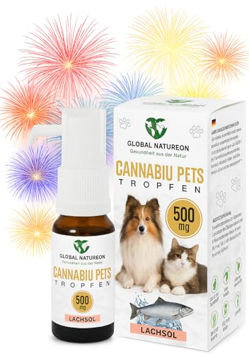 GLOBAL NATUREON® Cannabiu Pets Lachsöl & Hanföl 500mg für Hunde und Katzen aus Samen, Tropfen...