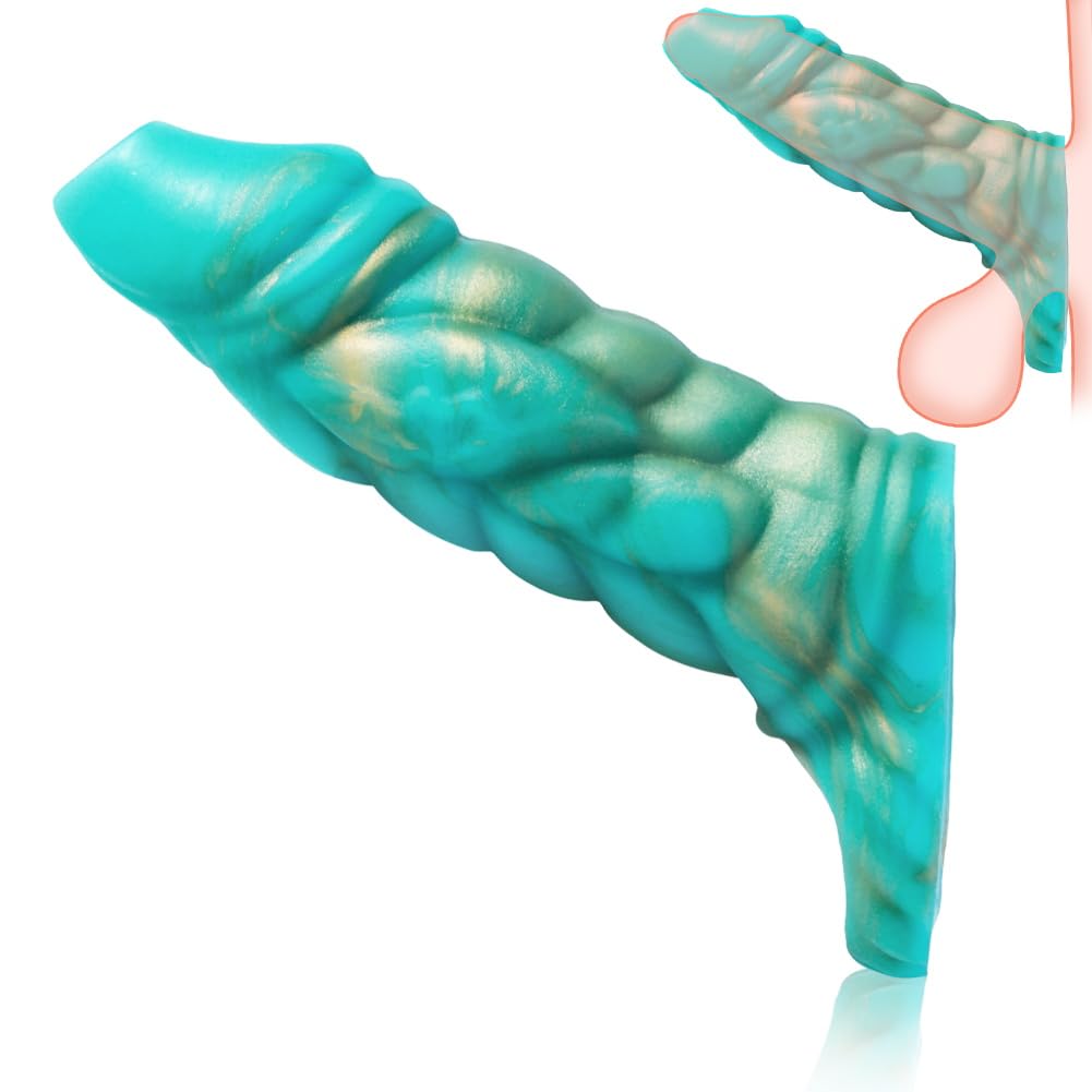 SXOVO Guaina Fallica Muscoloso, Guaina Pene Aperta con Anello Testicolare, Prolunga Pene Indossabile e Riutilizzabile, Ritardante Eiaculazione Precoce, Toys Sessuali per Uomini per Piacere Coppia (A)