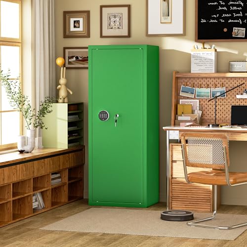 Image of Bonusall 12-15 Green Gun Safe for Rifles,Fireproof Gun Safe for Rifles and Pistols,Rifle Safes for Home with Digital Keypad,Adjustable Shelves & Handgun Pockets