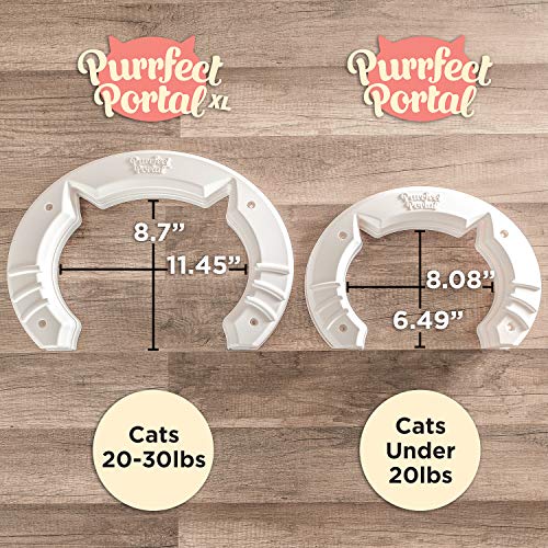 Purrfect Portal Xl Pet Cat Door For Interior Doors :: Molded Plastic Kitty Cat Pass For Large Cats Up To 30 Lbs :: Installs In Minutes, Stays On Securely, Easy To Follow Instructions + Hardware, White #TOP1