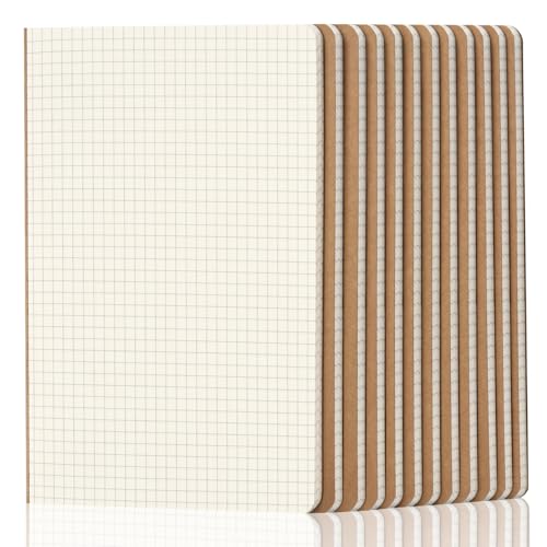 ZCZN Cuaderno A5 Cuadriculado Cuadernos Cuadrícula Libretas de Notas Bloc de Notas Libreta A5, 60 Páginas/ 30 Hojas para Niños, Jóvenes, Adultos, Alumno, Oficina, Paquete de 12