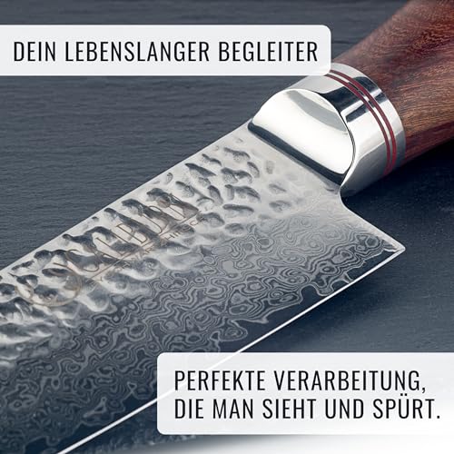 Damastmesser Schwartzheirsch Caliburn, handgefertigt mit Walnussgriff