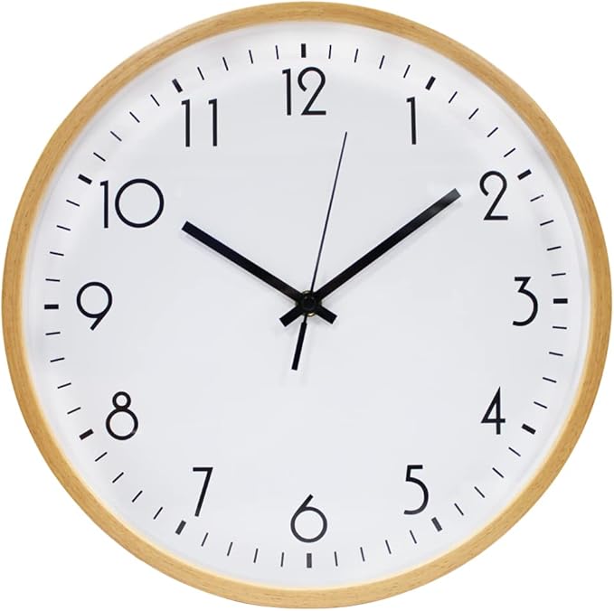 ALEENFOON 12 Inch Wooden Quartz Wall Clock 30cm Modern Silent Non
