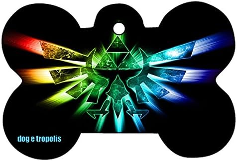 O2 Princess Zelda Link Triforce Art Design Custom Logo Dog Pet Cat ID Tag Bone Shape Personalized Key Ring (C)