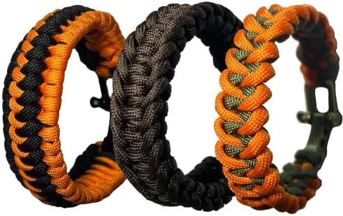 KUDAAL Paracord Bracelets Tactical Bracelet Survival Bracelet Straps Paracord Bracelet for Hiking, Camping, Fishing and Outdoor Activities, 3 PC