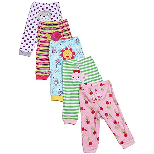 KINDOYO Largo/corto Leggings de algodón para bebés y niños pequeños - Pack de 5 - Niños Niñas Diseños de animales coloridos Cover