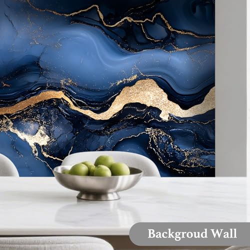Image of Nuxovilar Navy Gold Marble Vein Wallpaper Peel Stick Vinyl 15.75x118.11