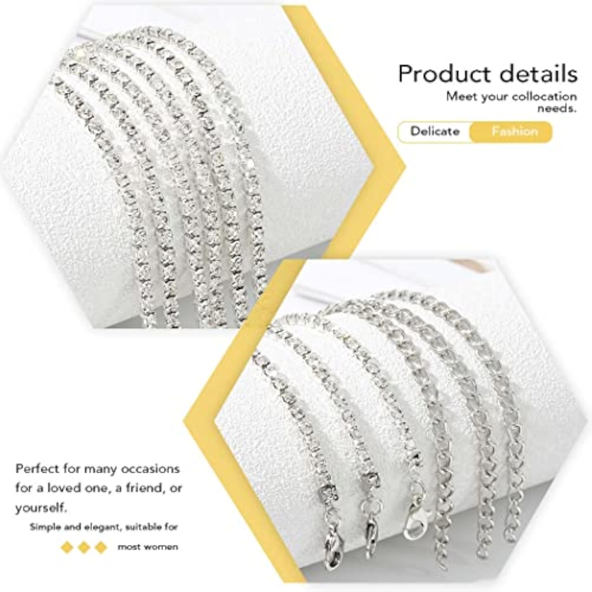 3pc Premium Rhinestone Body Chain Jewelry Set, Silver Waist Chains