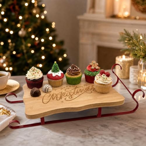 15 x 7'' Flying Santa Sleigh Shape Serving Trays for Party Christmas Decor - image 1