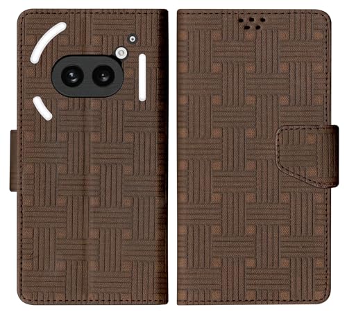 Image of SBMS Flip Cover for Nothing Phone (2a) 5G Back Cover Case with Magnatic Closure | Genuine Leather Finish | Inbuilt Stand | Card & Money Pocket (Mat Brown)
