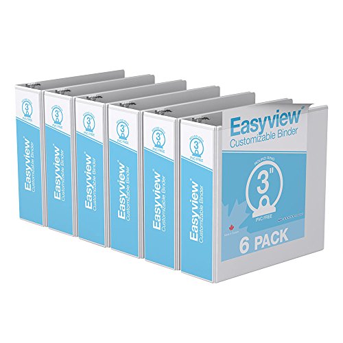 Easyview Premium, Round Ring, Customizable, View Binder, 6 Pack