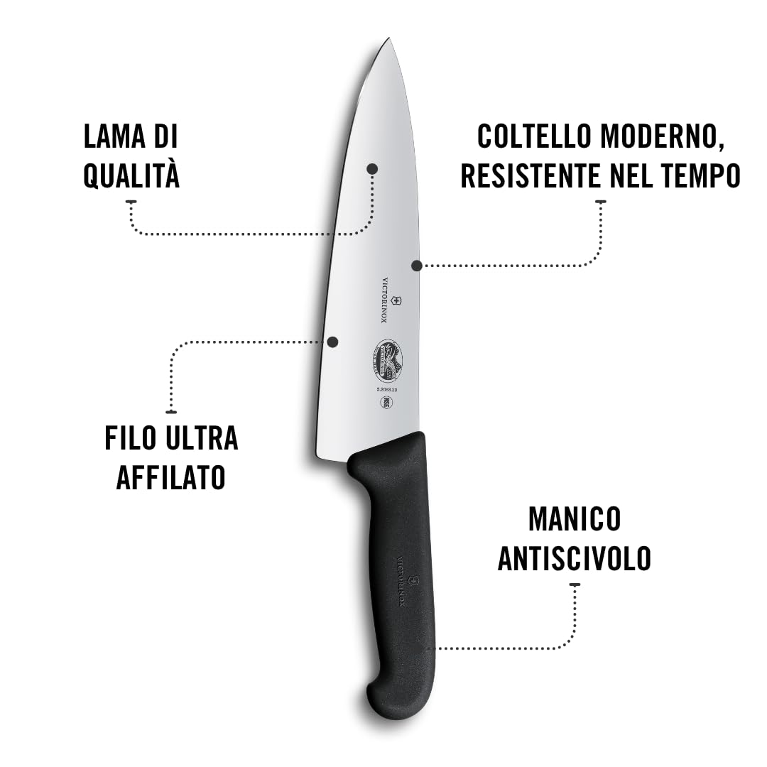 Victorinox 5.2063.20, coltello per sfilettare in acciaio inox da 20 cm, nero, standard