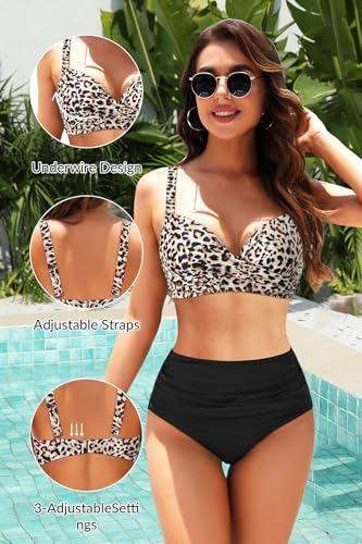 Image of Aqua Eve Women Underwire Bikini Top - Push Up Swimsuit Top Bra Padded Bathing Suit 2026 Twist Front Swimwear