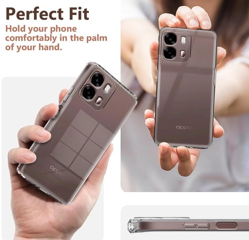 Image of REALCASE Silicone Back Cover Case, Scratch Resistant Protective Crystal Clear Transparent Shock Proof Back Cover Case for Oppo A6 Pro 5G