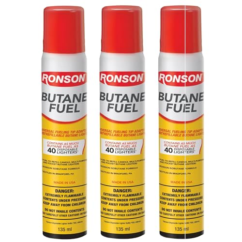 Ronson Butane Fuel 2.67oz/76g Lighter Refill 135ml Cannister 3 Pack
