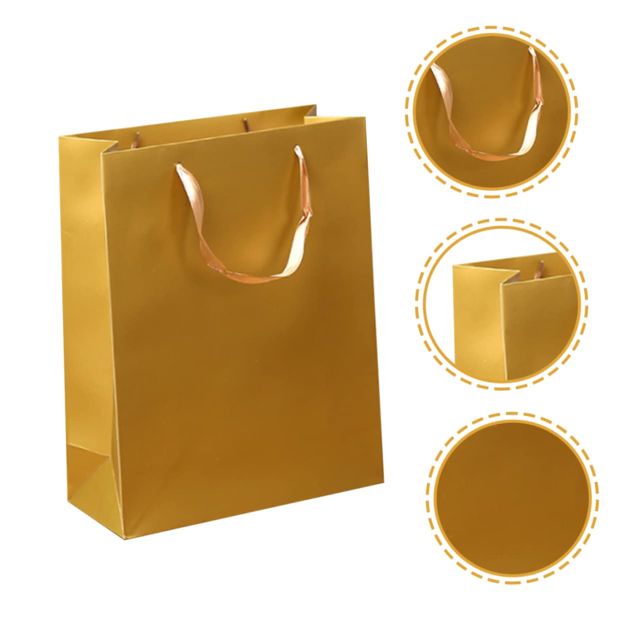 12 Stück Goldene Geschenktüten aus Kraftpapier, Einkaufstüte aus Papier