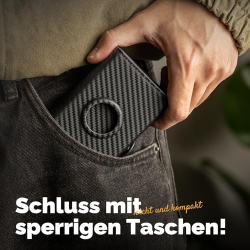 Manmaxim Portmonee Herren Airtag Slim Wallet mit RFID Schutz, Smart Wallet Karten Geldbeutel Herren, Kompakt Air Tag Geldbörse für 12 Karten & 2 Ausweis, Pop-up Portemonnaie mit Münzfach