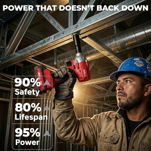 Image of IBELL BW20-32, 20V, 1 /2 inch Brushless Cordless Impact Wrench Kit, 300Nm Torque, 1800-3000 RPM, 2250-3700 IPM, 2 Batteries, Sockets, Adapters, LED Light, Charger & BMC Box-12 months warranty