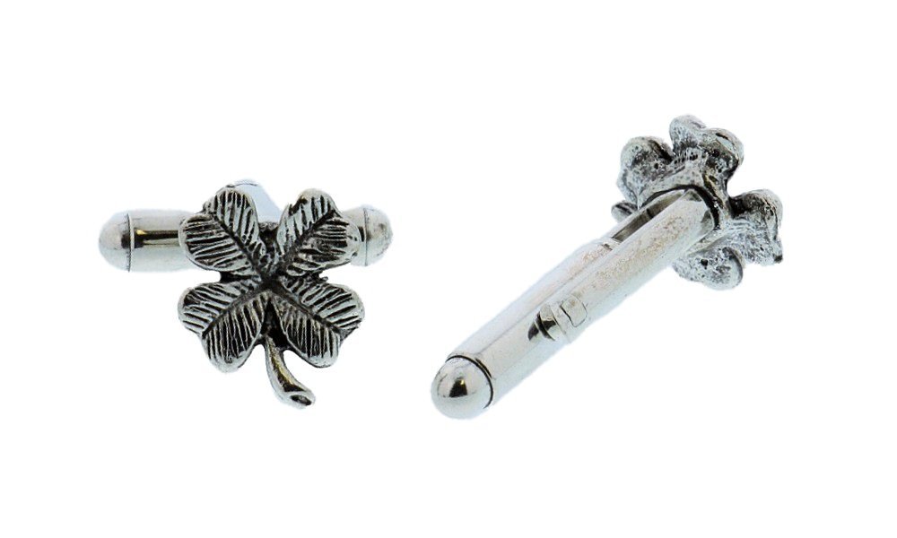 Silver Irish Four Leaf Clover Cufflinks by Classic Cufflinks