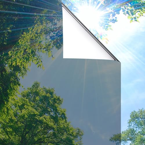 Lifetree Película de Espejo para Ventana, Aislamiento térmico, lámina de protección Solar: autoadhesiva, Ventana Interior o Exterior, lámina Tintada antiUV (Plata 45 x 300 cm)