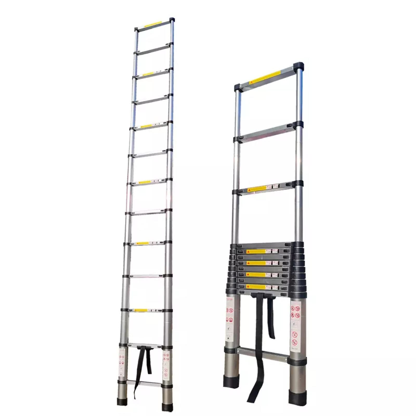 Échelle télescopique Robuste 8 m/ 7 m/ 6,2 m/ 5 m/ 4,2 m/ 3,8 m/ 2,6 m de Haut, échelle télescopique Pliante Professionnelle pour Toit de Camping-Car, Grenier, extérieur, Charge 15