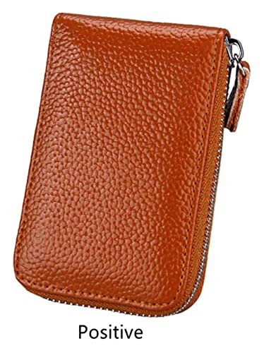 Card Holder Leather Organ Multiple Card Slots Case Retro Zipper Coin Pocket Wallets(Coffee)4