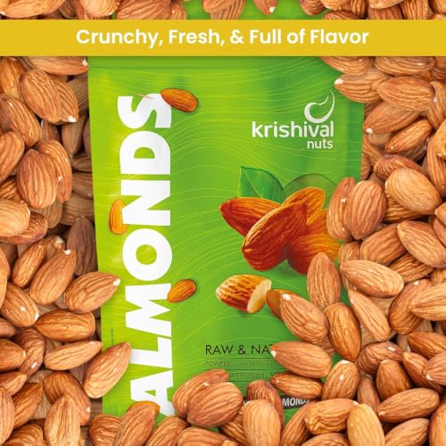 Image of KRISHIVAL NUTS 100% Natural Premium California Almonds 100 Grams pack of 1 | Premium Roasted Badam | High in Fiber & Boost Immunity | Unflavoured | Gluten Free