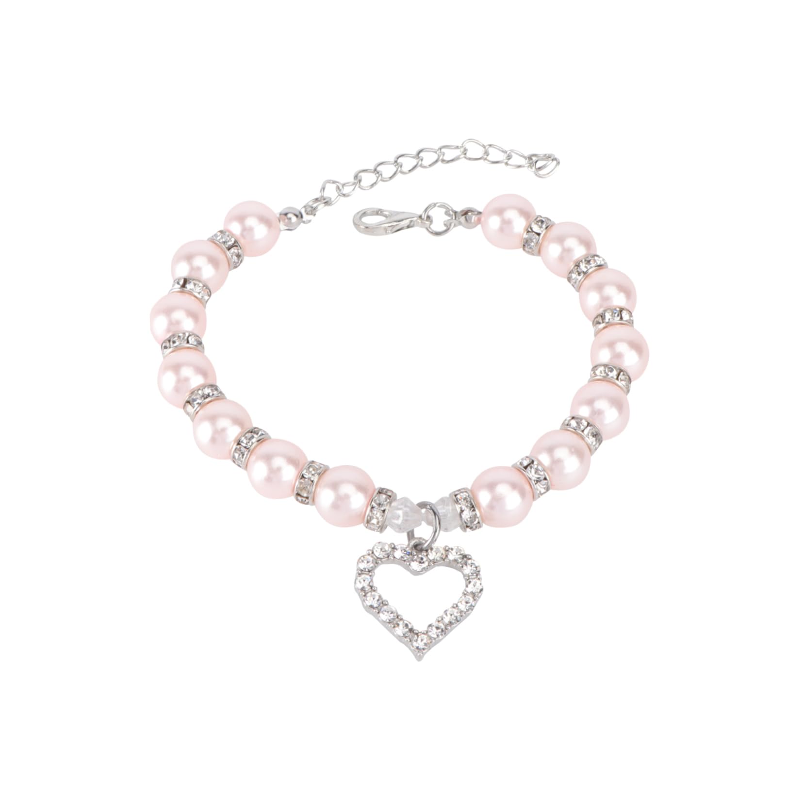 Kisangel Pink Heart Pet Necklace with Engraved Design and Adjustable Clasp