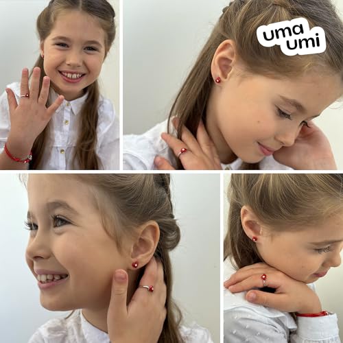 925 Sterling Silver Heart Red Stud Earrings for Girls Hypoallergenic Safety Screw Back Rhodium Plated - Heart Red Gifts Earrings for Baby Toddlers Little Teens Kids Jewelry4