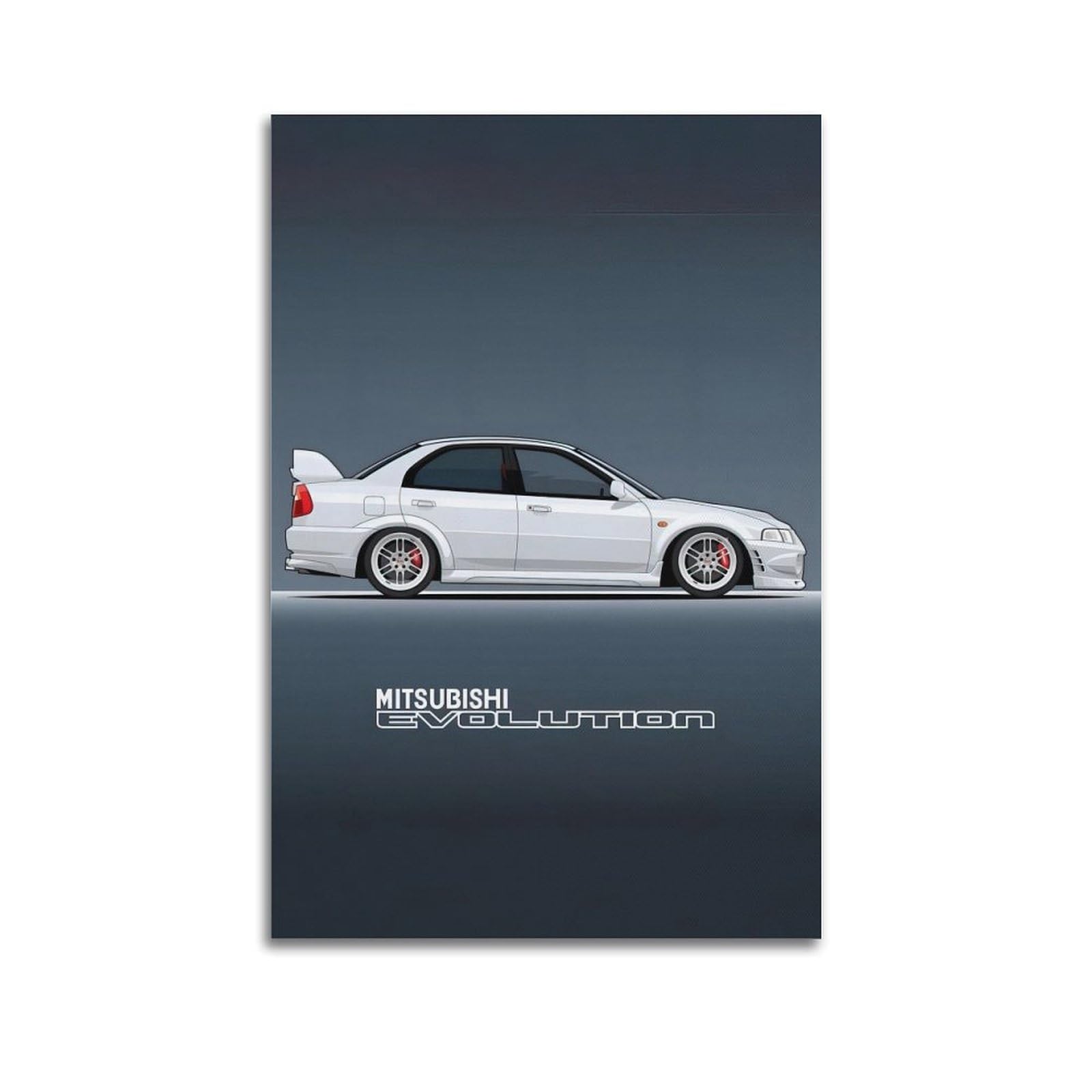 Qlls Unframe-Style Jdm Car Poster For Mitsubishi Evo Sport Car Race Car Decorative Canvas Family Bedroom Artwork Picture Painting 12X18inch(30X45cm)