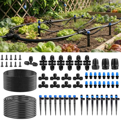 Garden Drip Irrigation System - 230FT Quick-Connect Automatic Wat...