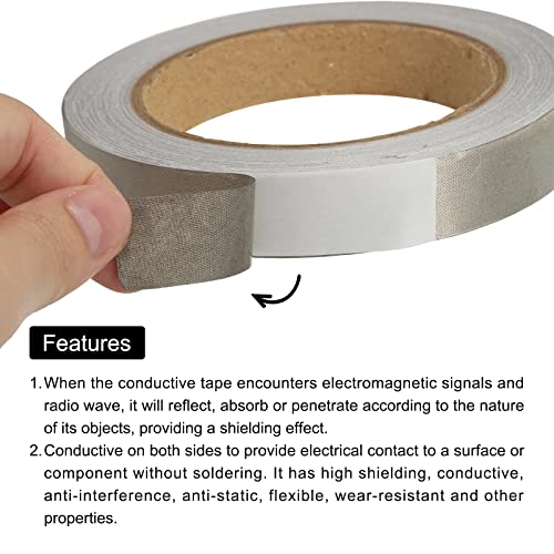 Image of MECCANIXITY Faraday Cloth Tape 0.71 inch W x 65.62 Feet Conductive Cloth Fabric Adhesive Tape Roll for Laptop Cable EMI Shielding 2 Pcs