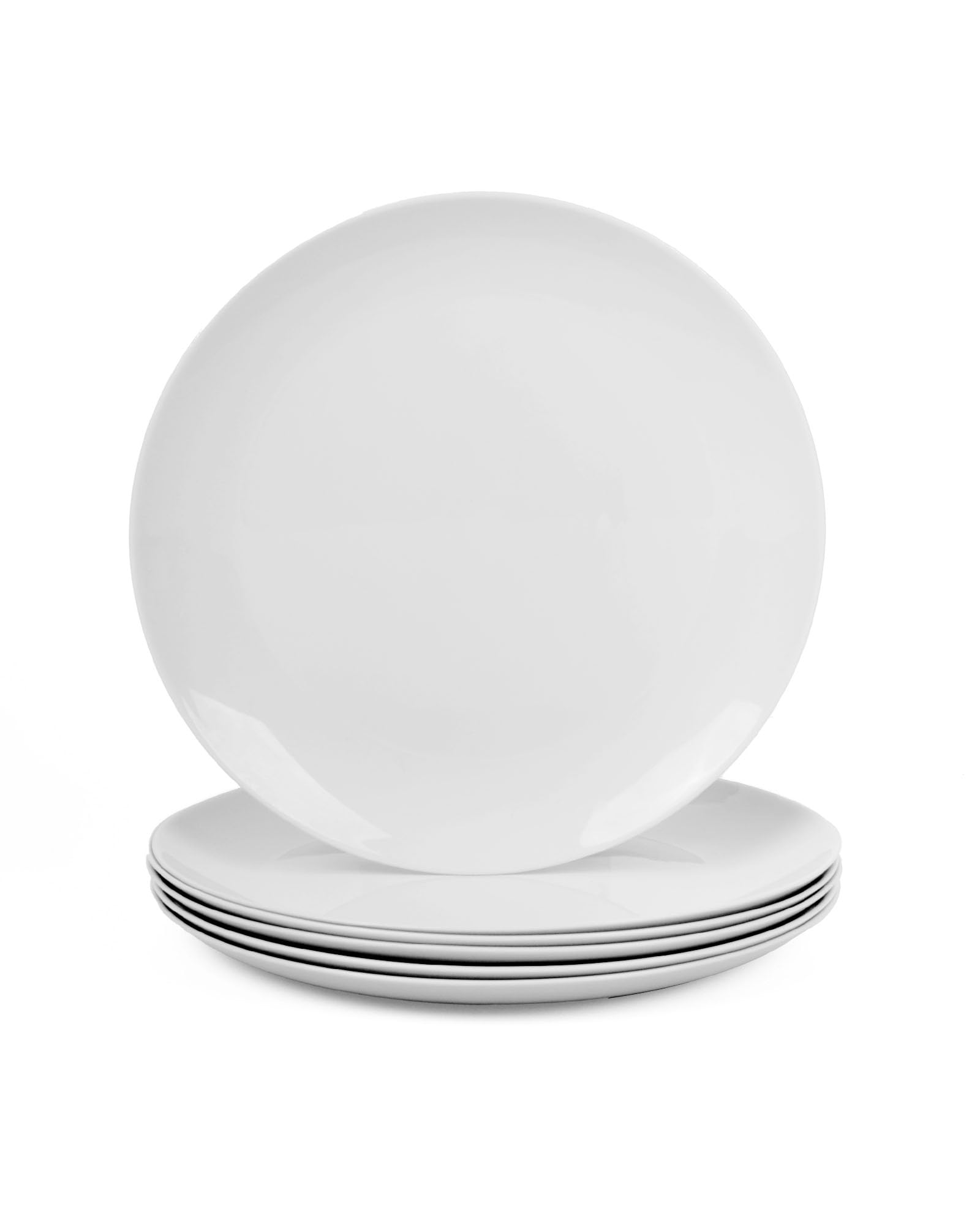 LaGlint 8.5 inch Salad Appetizer Side Plate Set of 6, Lightweight 21.6cm Opal Glass Round White Plates for Dessert Kitchen, Dishwasher and Microwave Safe
