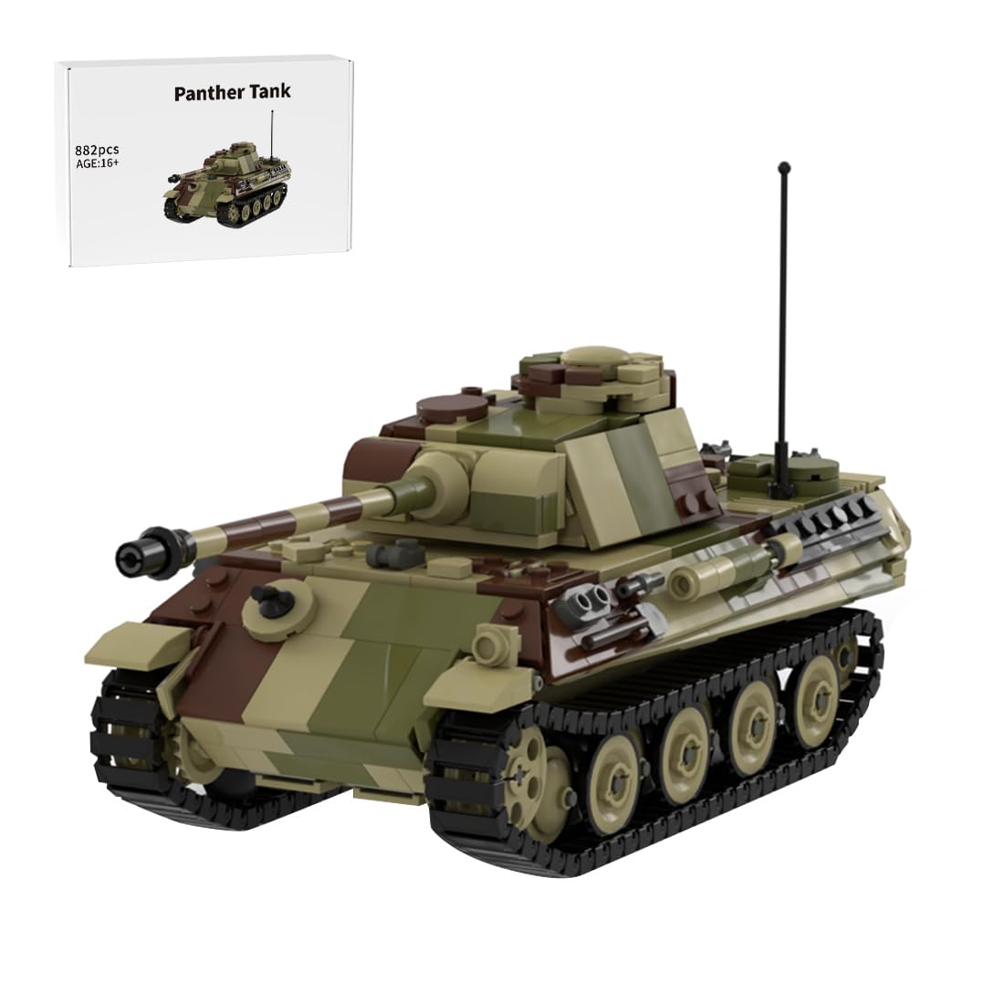 Panther Tank - niemiecki zestaw modelowy II wojny światowej, zestaw cegieł wojskowych, czołg do nauki STEM dla nastolatków, fanów historii i kolekcjonerów wojskowych (882