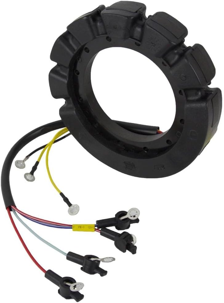 RAREELECTRICAL Stator Compatible With Mercury Mariner 90Hp 115Hp 140Hp 6 Cylinder Inline Outboard 1976-1989 398-5454A17 398-5454A8 9 Amp