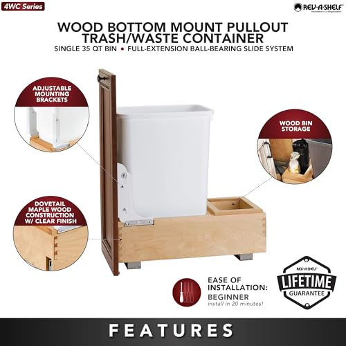 Image of Rev-A-Shelf Single Pullout Trash Can, Min Cabinet Opening 11.5 inch W, 35 Qt