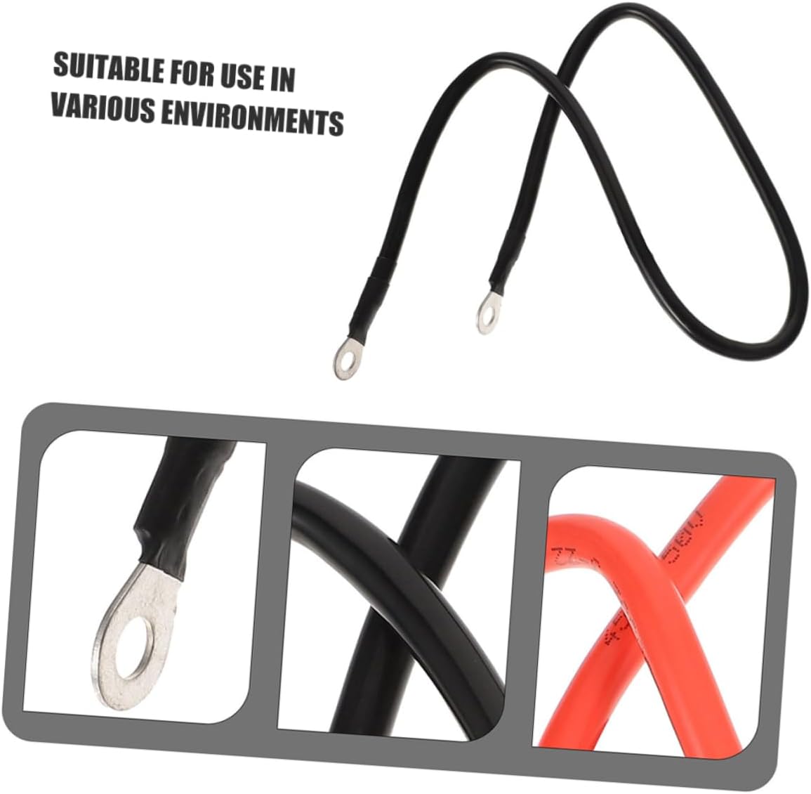 1 Pair Durable Battery Cables for Automotive Solar and Atv Positive and Negative Wires with Coding Easy Installation Wide Compatibility
