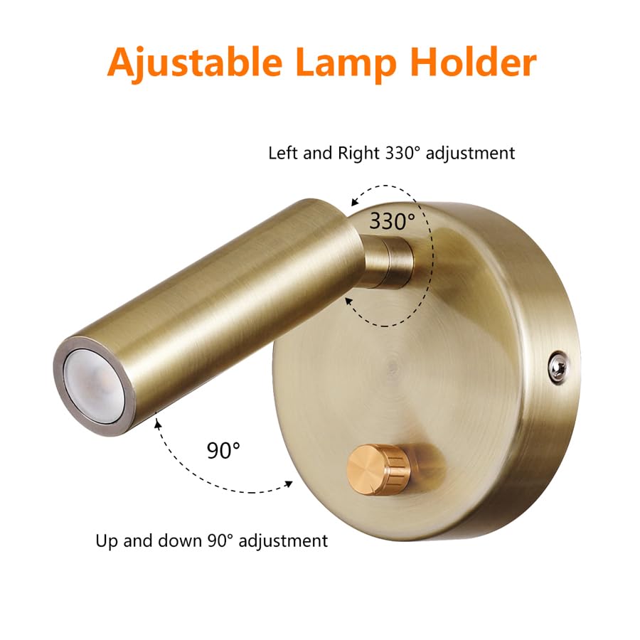 Wandlampe mit Dimmschalter, Drehknopf, Schwenkbarer Spot, Bronze, Modern (Bronze)