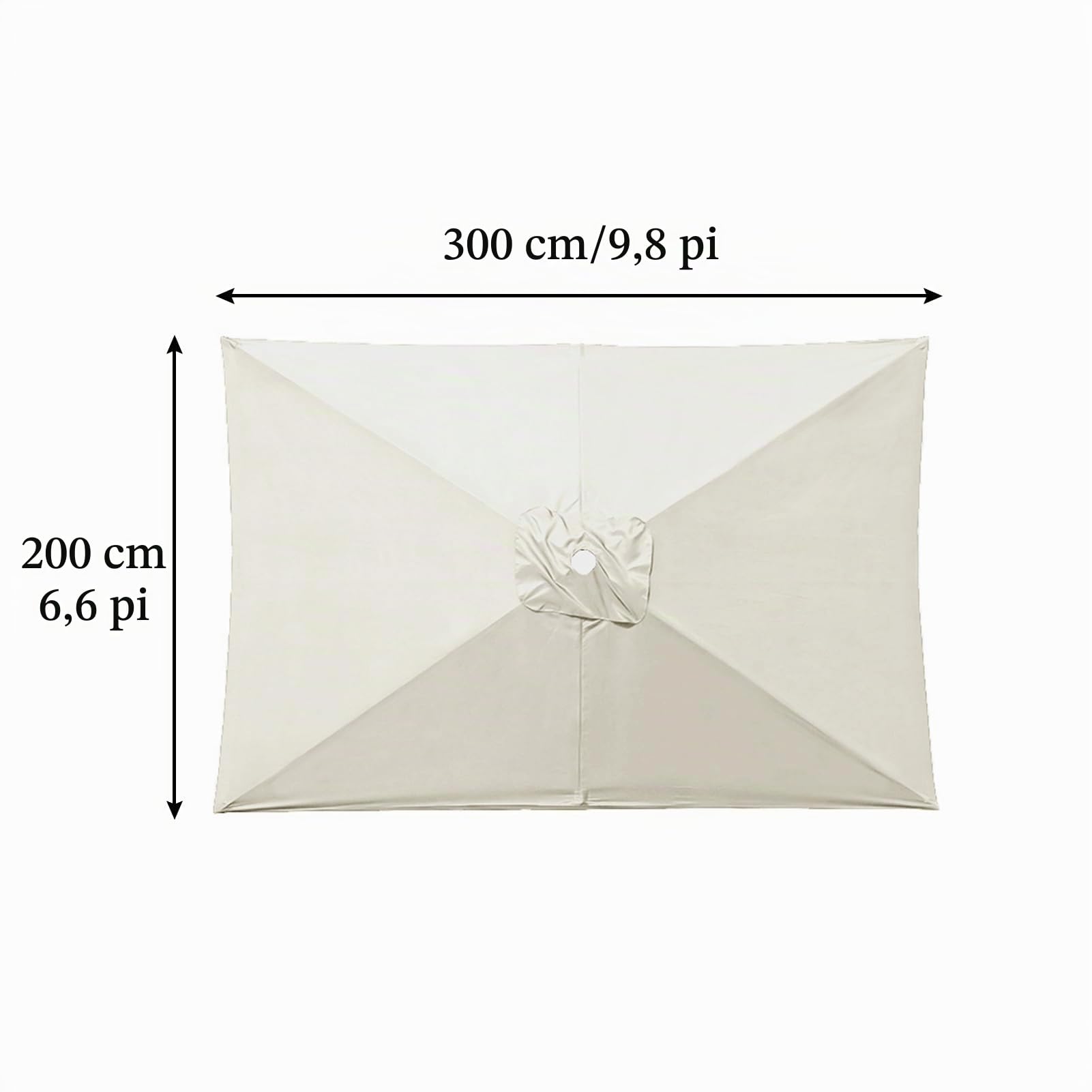 Auvent De Remplacement pour Parasol de Terrasse Rectangulaire 3 x 2 m 6 Baleines Toile De Parasol Rectangulaire Remplacement Pour Cour, Jardin, Plage, Protection UV 30+