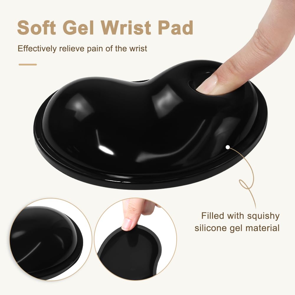 Weiche Maus-Handgelenkauflage, bequem, kühl, Silikongel, ergonomisches Kissen, kleine Größe, zur Schmerzlinderung, mit Gelfüllung für Laptop, Computer, Büro und Zuhause, Schwarz
