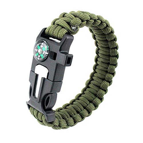 Survival Bracelet, 5 in 1 New 7 Core Paracord Emergency Sports Wristband Gear Kit Waterproof Compass, Rescue Whistle, Fire Starter Multi-Tool Wilderness Adventure Accessories