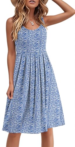 Image of Akihoo Women Summer Casual Sleeveless Midi Plain Pleated Tank Vest Dresses
