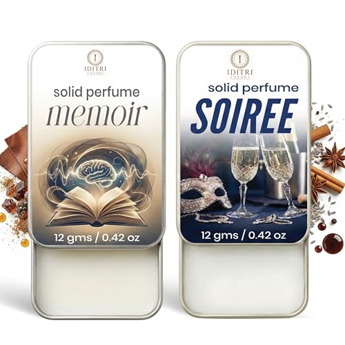 Image of IDITRI EXPORT Solid Perfume |Soiree&Memoir Alcohol Free Wax Perfume Balm, Long Lasting | Pocket Tin 12g, Pack Of 2| Non Greasy Smooth Glide, Travel Friendly Men And Women