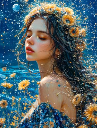 Tableau decoration murale Fille Tournesol Taxpy toile moderne 80x100cm