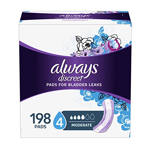 Always Discreet Incontinence Pads for Women, Moderate Absorbency, 198 Count, Regular Length