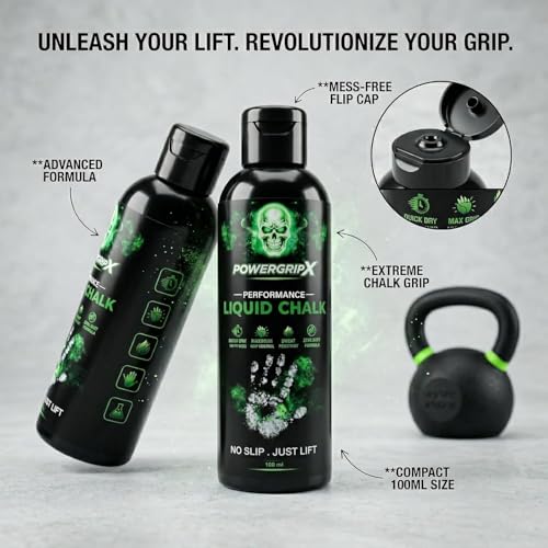 Image of Power GripX Liquid Chalk for Gym, Weightlifting, Climbing & Calisthenics | Long Lasting Sweat Resistant Grip | Professional Liquid Chalk for Men & Women (100 ML)