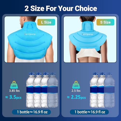 Image of Comfytemp Large Ice Pack for Neck Shoulders Upper Back Pain Relief with Straps, Reusable Gel Ice Wrap Hot Cold Compress Therapy Recovery for Upper Back, Cervical Injuries, Rotator Cuff (Large, Blue)