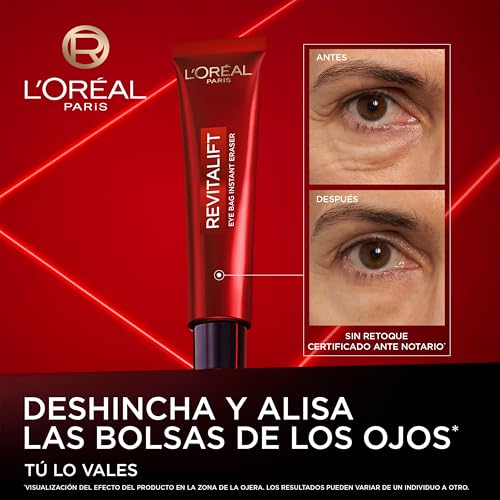 L'Oréal Paris Revitalift Laser Borrador de Bolsas Instantáneo. Deshincha y Alisa Bolsa de los Ojos en 15 minutos*. Corrector de Ojos. Mirada Firme y Rejuvenecida. Contorno de Ojos Hombre y Mujer.15ml - imagen 2